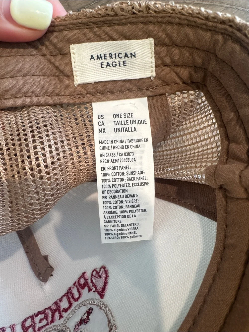 American Eagle Trucker Hat - Cream & Tan